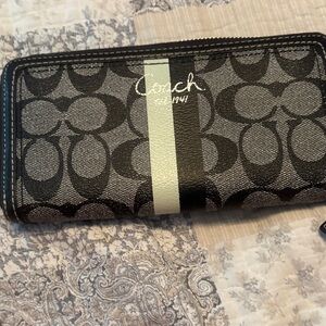 Coach Black and White Signature Wallet